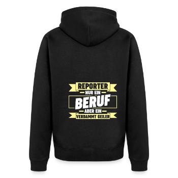 Journalistik Journalist Reporter - Unisex Premium Bio Zip Hoodie - Schwarz - Hinten - Nico (187cm)