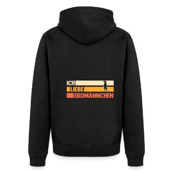 Erdmännchen - Unisex Premium Bio Zip Hoodie - Schwarz - Hinten - Nico (187cm)