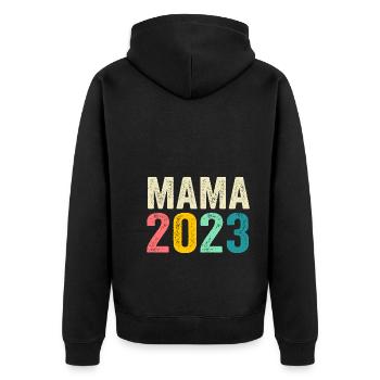 Mutter 2023 Schwanger Werdende Mama - Unisex Premium Bio Zip Hoodie - Schwarz - Hinten - Nico (187cm)