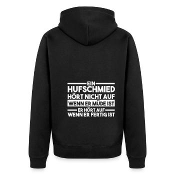 Hufbeschlagschmied Pferdeschmied Hufschmied - Unisex Premium Bio Zip Hoodie - Schwarz - Hinten - Nico (187cm)