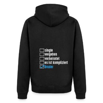 Geschwister Familie Brüder Bruder - Unisex Premium Bio Zip Hoodie - Schwarz - Hinten - Nico (187cm)