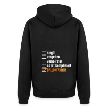 Ballonfahren Luftfahrt Ballonfahrer Heißluftballon - Unisex Premium Bio Zip Hoodie - Schwarz - Hinten - Nico (187cm)