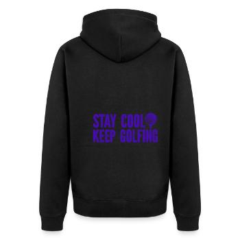 Golf - Golfclub Goldspieler Birdie Elite Luxus - Unisex Premium Bio Zip Hoodie - Schwarz - Hinten - Nico (187cm)