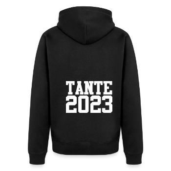 Tante 2023 Schwangerschaft Schwanger Werdende Tant - Unisex Premium Bio Zip Hoodie - Schwarz - Hinten - Nico (187cm)