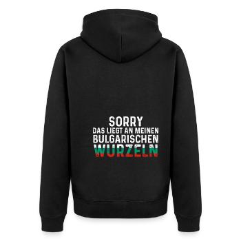 AmerikanischeWurzeln Balkan Bulgare Bulgarien - Unisex Premium Bio Zip Hoodie - Schwarz - Hinten - Nico (187cm)