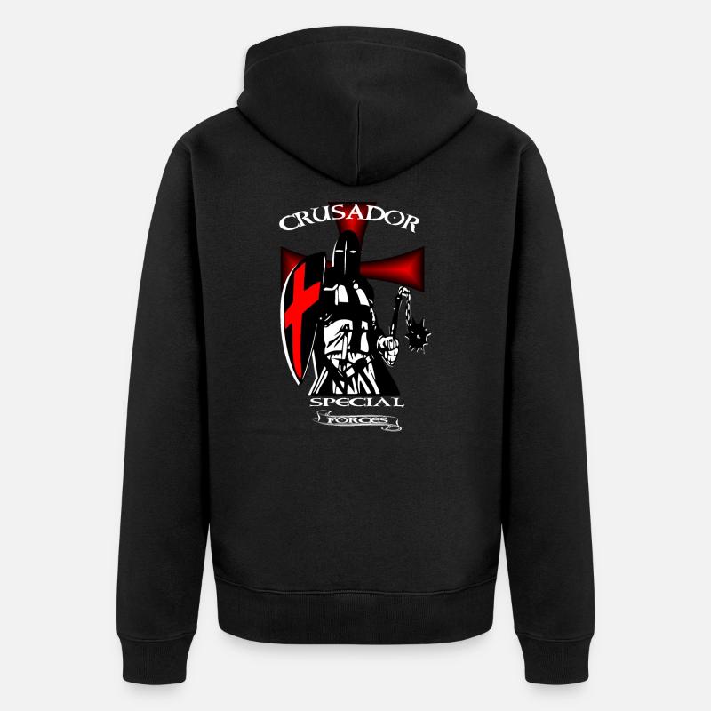 Chevalier Croisé Guerrier médiéval - Veste à capuche bio Premium Unisexe - noir