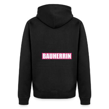 Bauherrin - Unisex Premium Bio Zip Hoodie - Schwarz - Hinten - Nico (187cm)