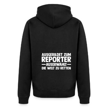 Journalistik Journalist Reporter - Unisex Premium Bio Zip Hoodie - Schwarz - Hinten - Nico (187cm)
