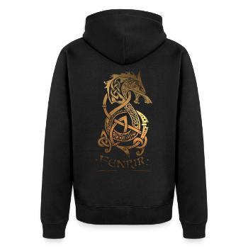 Fenrir - Wolf - Odin - Walhalla - Nurdisch - - Unisex Premium Bio Zip Hoodie - Schwarz - Hinten - Nico (187cm)