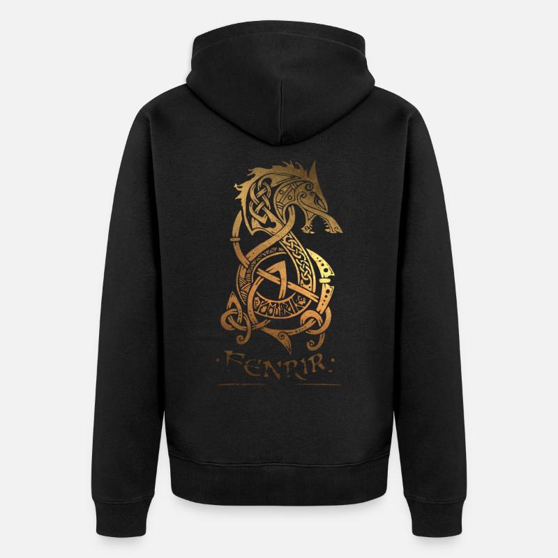 Fenrir - Wolf - Odin - Walhalla - Nurdisch - - Unisex Premium Bio Zip Hoodie - Schwarz