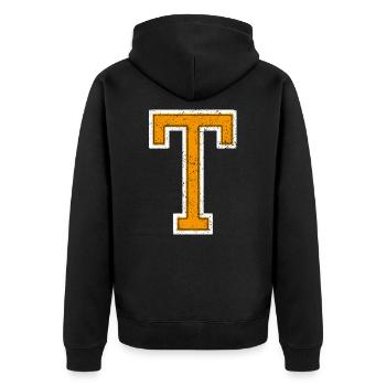 T - Style lettre / collège - Veste à capuche bio Premium Unisexe - noir - Dos - Nico (187cm)
