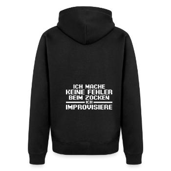 Gaming Zocken Zocker Gamer - Unisex Premium Bio Zip Hoodie - Schwarz - Hinten - Nico (187cm)