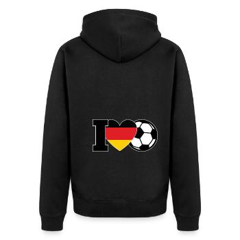 Fußballer Fußballmannschaft Fußball - Unisex Premium Bio Zip Hoodie - Schwarz - Hinten - Nico (187cm)
