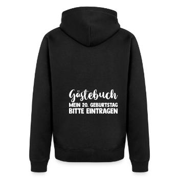 Zwanzig 20 Jahre Gästebuch Zwanzigster Geburtstag - Unisex Premium Bio Zip Hoodie - Schwarz - Hinten - Nico (187cm)