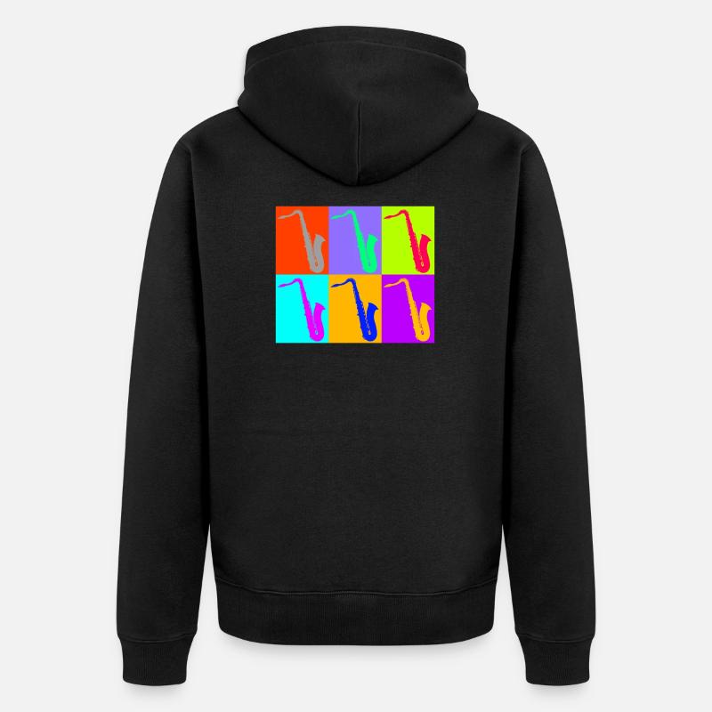 Saksofon sekstett - Premium økologisk unisex-hettejakke - svart
