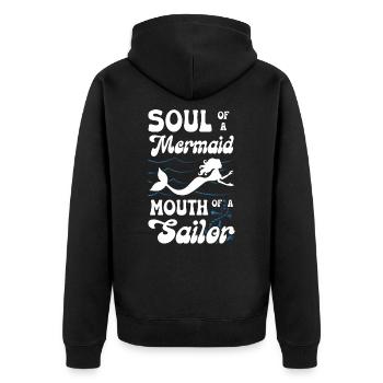 Soul Of A Mermaid Mouth Of A Sailor - Unisex Premium Bio Zip Hoodie - Schwarz - Hinten - Nico (187cm)