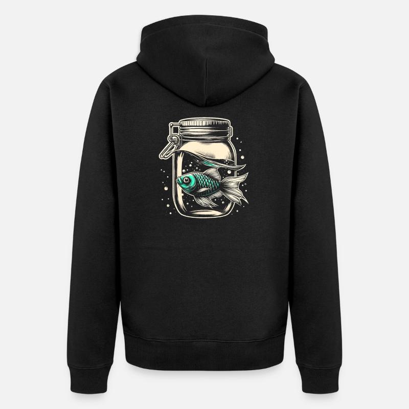 Poisson dans un bocal - Veste à capuche bio Premium Unisexe - noir