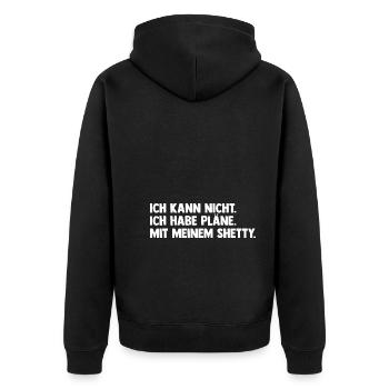 Pferd Reitsport Reiten Pferdesport Shetty - Unisex Premium Bio Zip Hoodie - Schwarz - Hinten - Nico (187cm)
