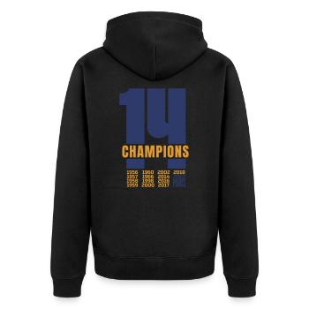 Madrid Meister 2022 - Unisex Premium Bio Zip Hoodie - Schwarz - Hinten - Nico (187cm)