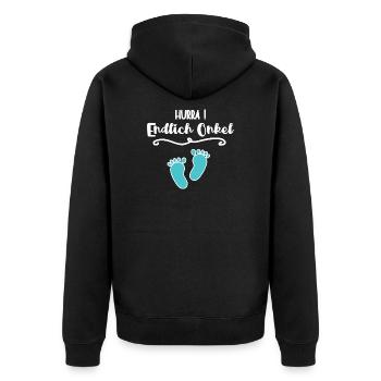 Onkel Werden Baby Verkündung Onkels Patenonkel - Unisex Premium Bio Zip Hoodie - Schwarz - Hinten - Nico (187cm)