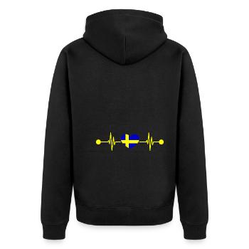 Herzschlag Skandinavien Schwede Schweden - Unisex Premium Bio Zip Hoodie - Schwarz - Hinten - Nico (187cm)