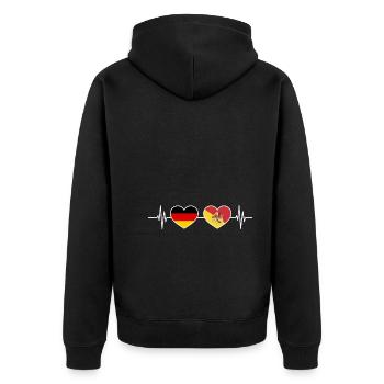 Herzschlag Deutschland Sizilien - Unisex Premium Bio Zip Hoodie - Schwarz - Hinten - Nico (187cm)