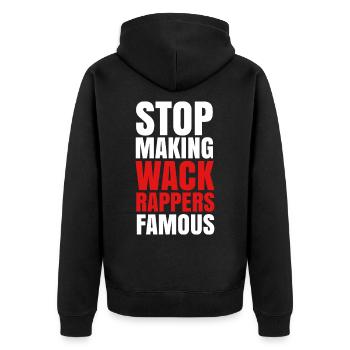 arrêtez de faire des rappeurs Wack Hip Hop célèbres - Veste à capuche bio Premium Unisexe - noir - Dos - Nico (187cm)