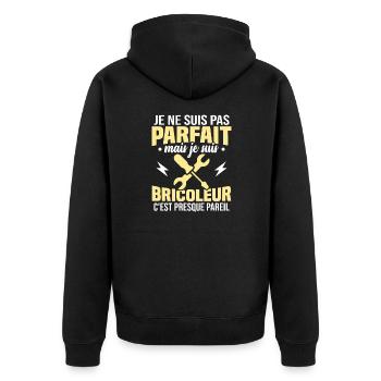 Pas parfait mais je suis bricoleur - Veste à capuche bio Premium Unisexe - noir - Dos - Nico (187cm)