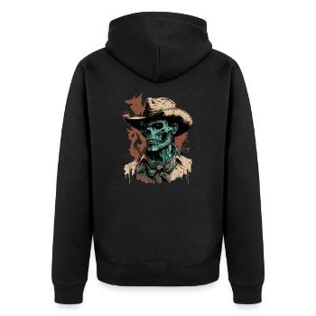 Untoter Cowboy - Unisex Premium Bio Zip Hoodie - Schwarz - Hinten - Nico (187cm)
