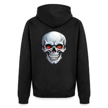 Totenkopf - Unisex Premium Bio Zip Hoodie - Schwarz - Hinten - Nico (187cm)