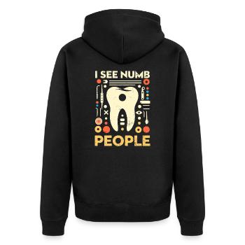 Cadeau de dentiste drôle - je vois des gens engourdis - Veste à capuche bio Premium Unisexe - noir - Dos - Nico (187cm)