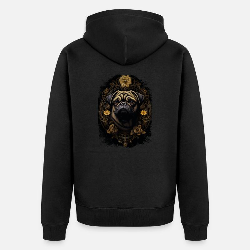 Niedlicher Mops - Unisex Premium Bio Zip Hoodie - Schwarz
