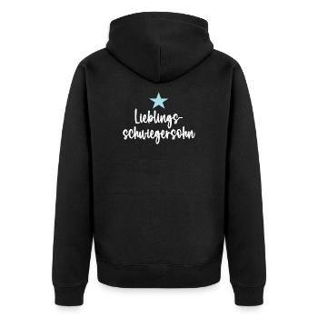 Lieblings Schwiegersohn Lieblingsschwiegersohn - Unisex Premium Bio Zip Hoodie - Schwarz - Hinten - Nico (187cm)