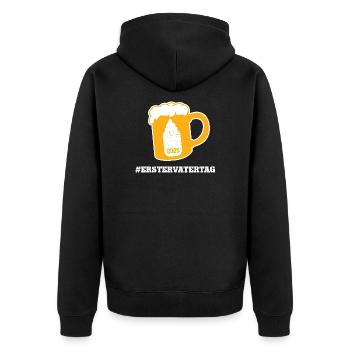 Vatertag #ERSTERVATERTAG Neuer Papa Vater Dad - Unisex Premium Bio Zip Hoodie - Schwarz - Hinten - Nico (187cm)