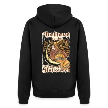 Halloween Pumpkin Horror - Unisex Premium Organic Zip Hoodie - black - Back - Nico (187cm)