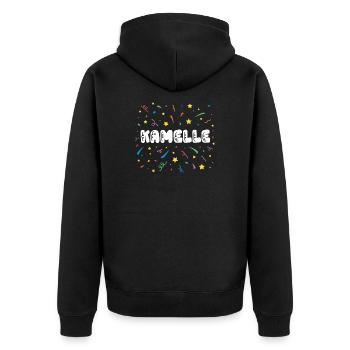 Kamelle Karneval Fasching Süßigkeit Bonbons - Unisex Premium Bio Zip Hoodie - Schwarz - Hinten - Nico (187cm)