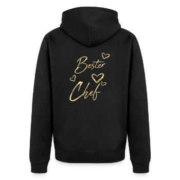 Bester Chef - Unisex Premium Bio Zip Hoodie - Schwarz - Hinten - Nico (187cm)