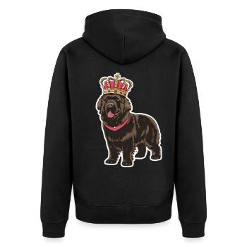 Cartoon Terre-Neuve, motif mignon avec couronne - Veste à capuche bio Premium Unisexe - noir - Dos - Nico (187cm)