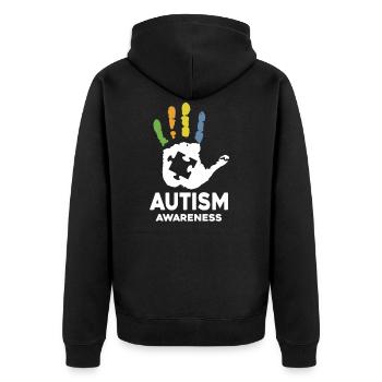 Autismus-Bewusstseins-Autismus T Shirts - Unisex Premium Bio Zip Hoodie - Schwarz - Hinten - Nico (187cm)