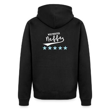 Neffe Beste Neffen Kinder Patenkinder Bruderkind - Unisex Premium Bio Zip Hoodie - Schwarz - Hinten - Nico (187cm)