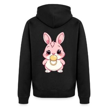 Lapin de Pâques Lapin Kawaii avec sucette - Veste à capuche bio Premium Unisexe - noir - Dos - Nico (187cm)