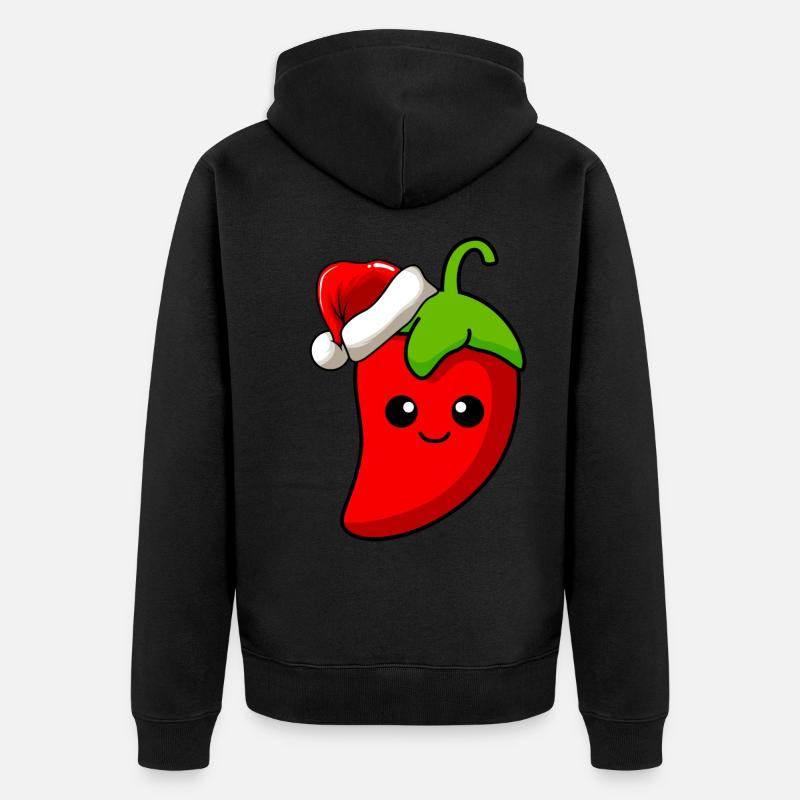 Chilli Weihnachten Comic Xmas - Unisex Premium Bio Zip Hoodie - Schwarz