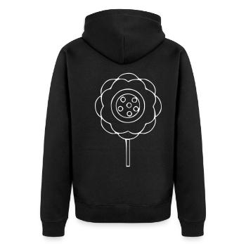Blume Zeichnung Natur Skizze weiß - Unisex Premium Bio Zip Hoodie - Schwarz - Hinten - Nico (187cm)