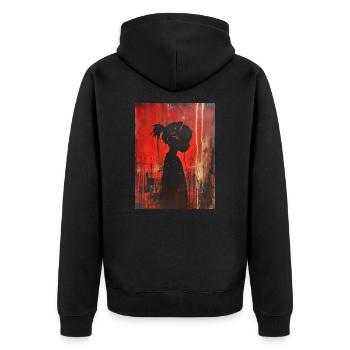 Silhouette d’enfant avec des écouteurs - Veste à capuche bio Premium Unisexe - noir - Dos - Nico (187cm)