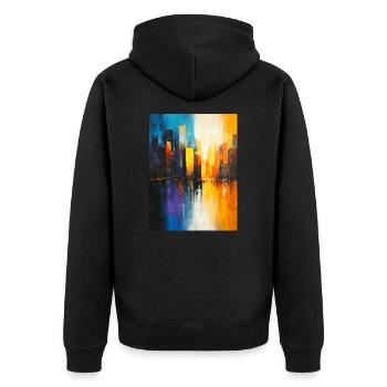 Abstract colorful city reflected in the river - Unisex Premium Organic Zip Hoodie - black - Back - Nico (187cm)