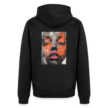 Abstract Painted - Woman Face - Unisex Premium Organic Zip Hoodie - black - Back - Nico (187cm)