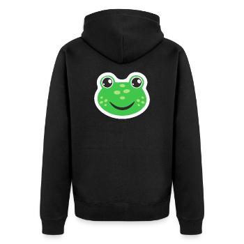 Frosch Karneval Kostüm Froschkostüm Fasching Kröte - Unisex Premium Bio Zip Hoodie - Schwarz - Hinten - Nico (187cm)