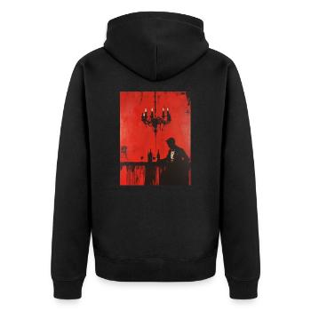 Junggeselle Party Bar im Anzug - Unisex Premium Bio Zip Hoodie - Schwarz - Hinten - Nico (187cm)