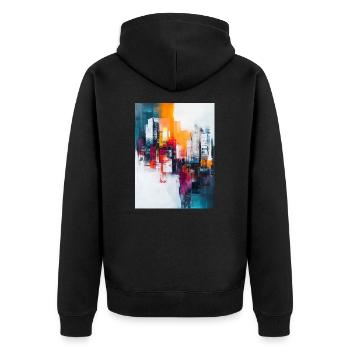 Ville abstraite peinte colorée avec des bâtiments de grande hauteur - Veste à capuche bio Premium Unisexe - noir - Dos - Nico (187cm)