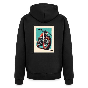 Motorrad Pop-Art Street-Art Chopper Naked Bike - Unisex Premium Bio Zip Hoodie - Schwarz - Hinten - Nico (187cm)